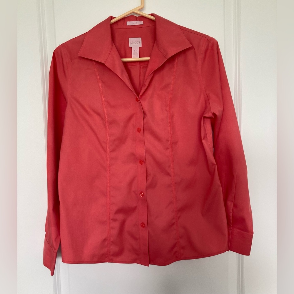 4/$25 Chicos Orange Wrinkle Free Button Down Dress Shirt Women’s Small
